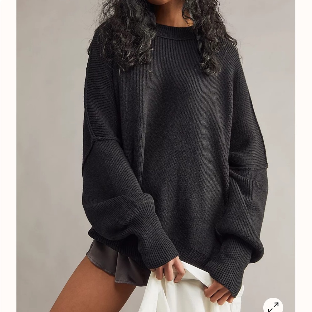 Free People Easy Street Tunic Sweater Black